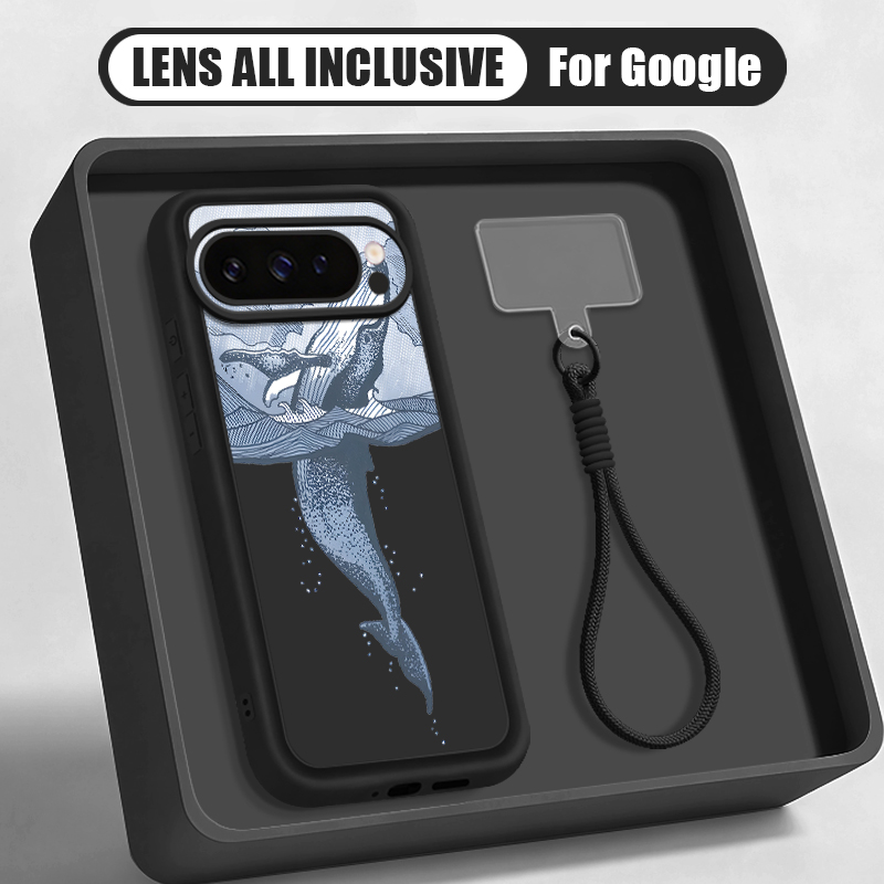 Google Pixel 9 Pro - Etui z silikonu z nadrukiem wieloryba